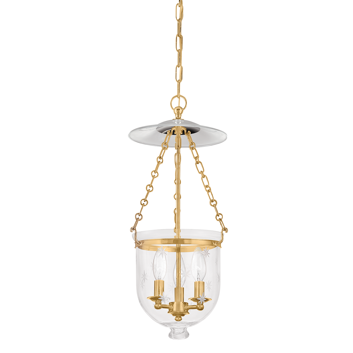 Hampton Pendant in 10.25" Wide / Star-patterned / Aged Brass
