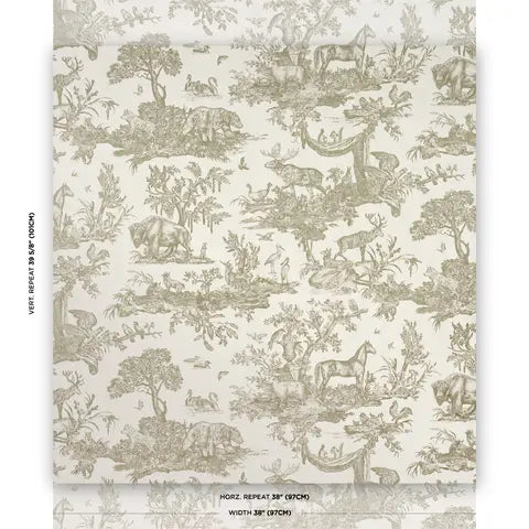 Western Toile wallpaper in Stone — detail 1