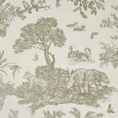 Western Toile wallpaper in Stone — detail 2
