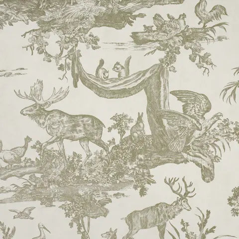 Western Toile wallpaper in Stone — detail 3