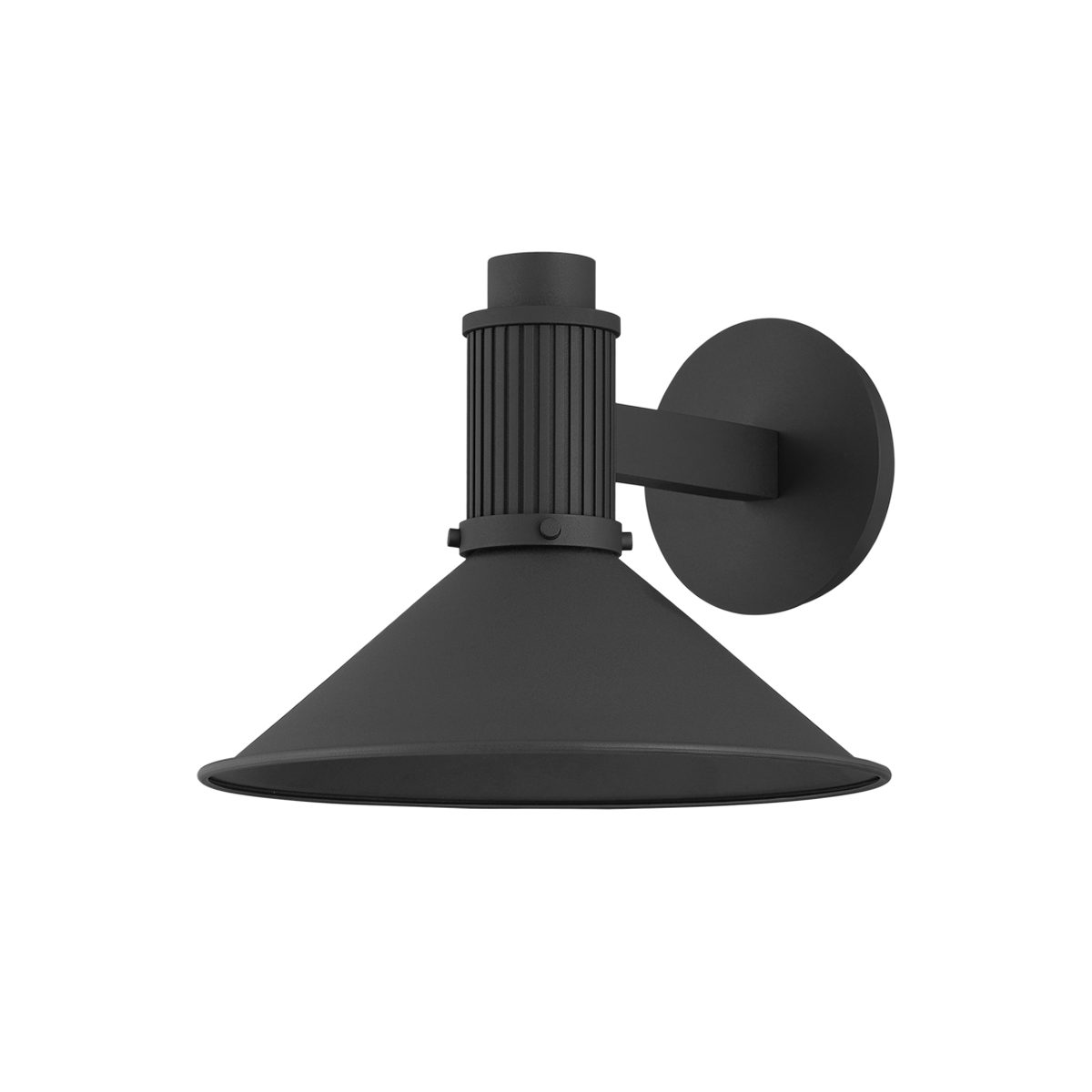 Elani exterior wall sconce in textured black on a clean white background