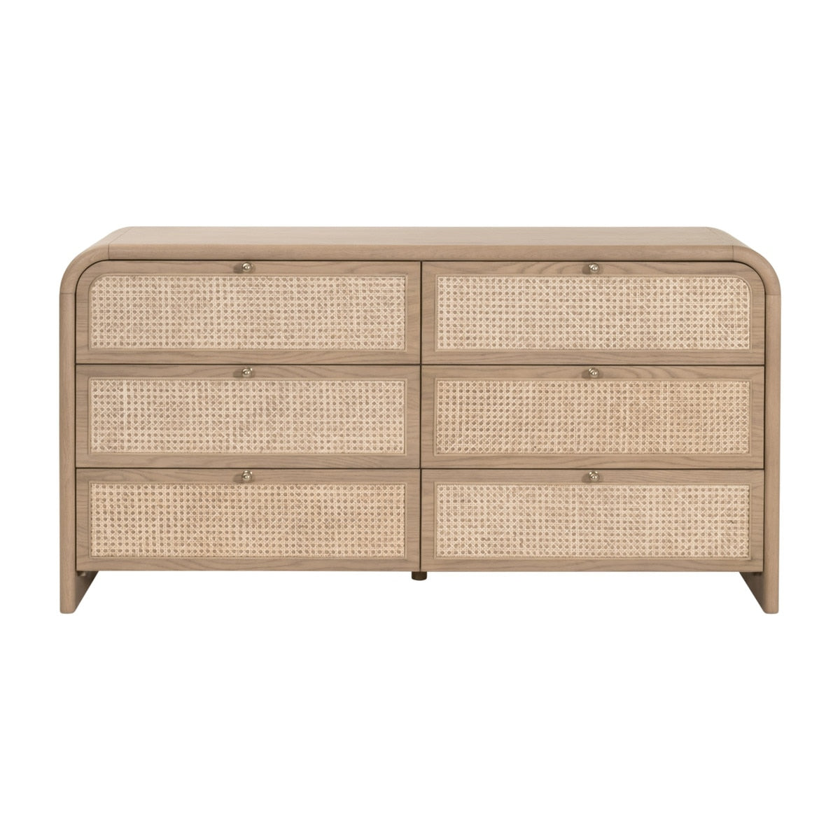 Cannes 6-Drawer Double Dresser in Natural Oak, Cane