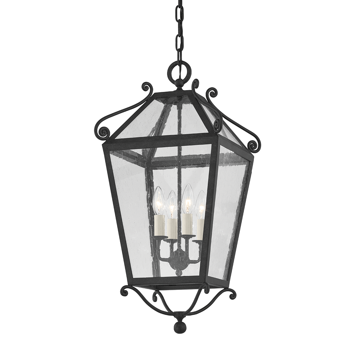 Santa Barbara County Outdoor Hanging Lantern in French Iron