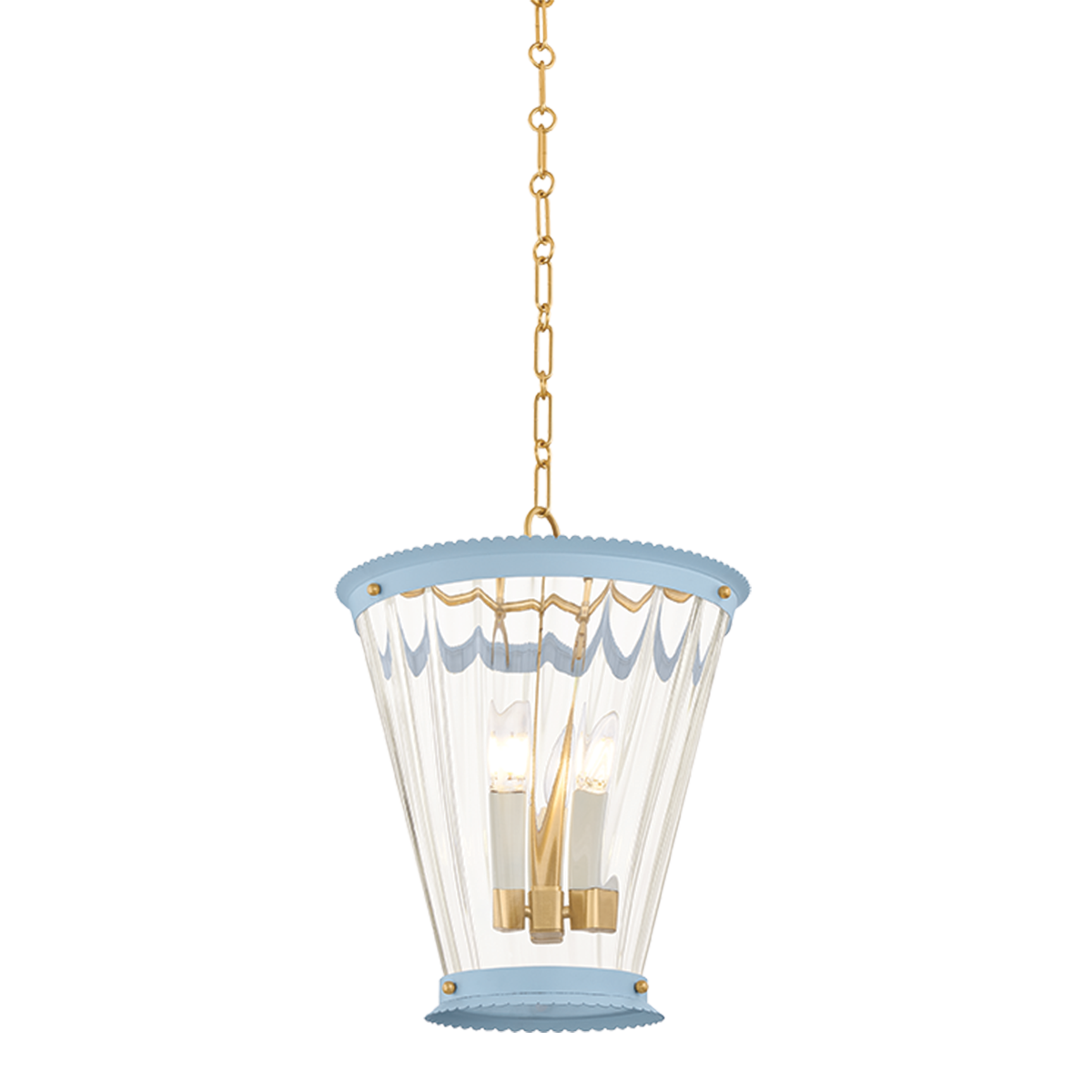 Lucretia Lantern in Aged Brass / Soft Arctic Blue