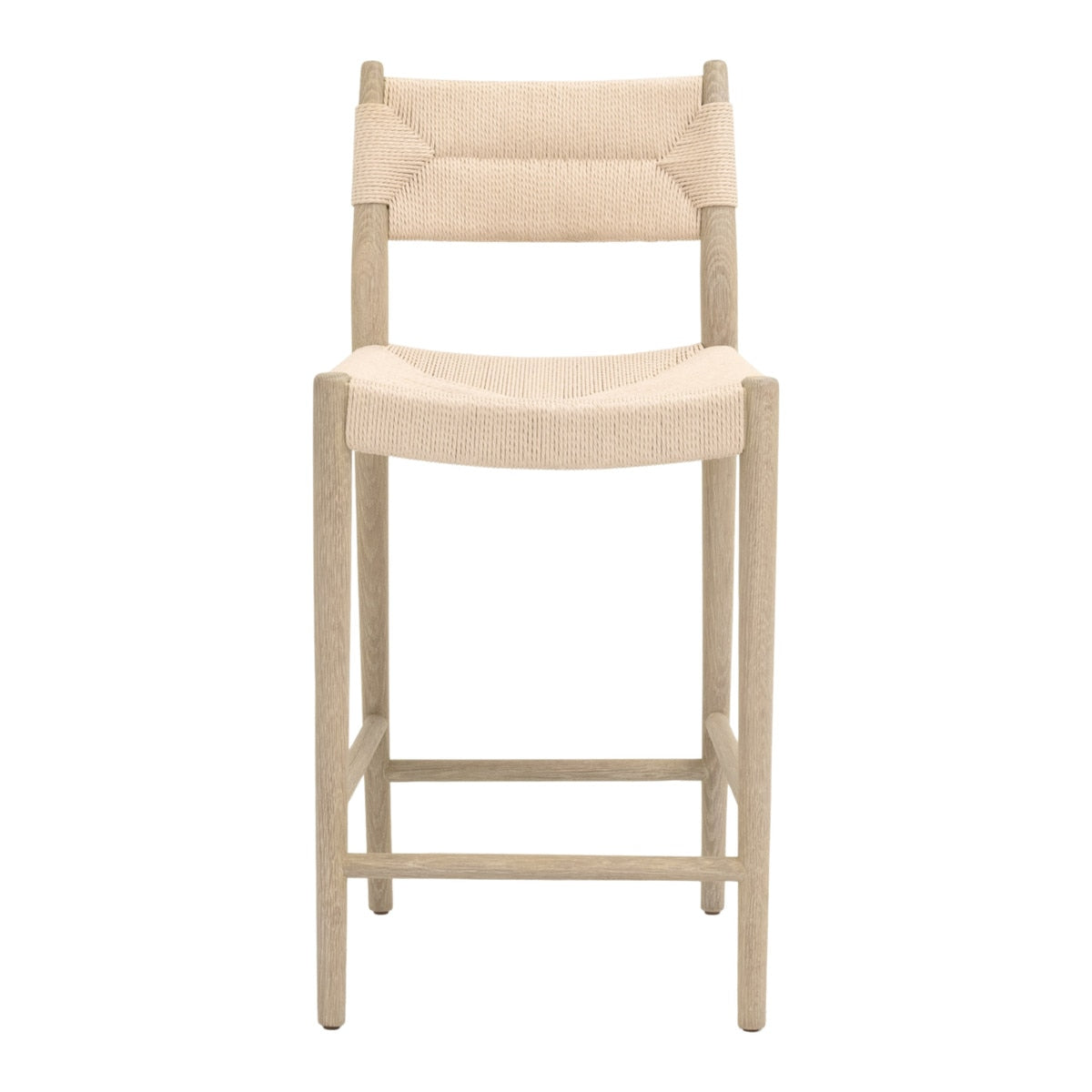 Harvest Counter Stool in Blonde Paper Cord, White Washed Oak