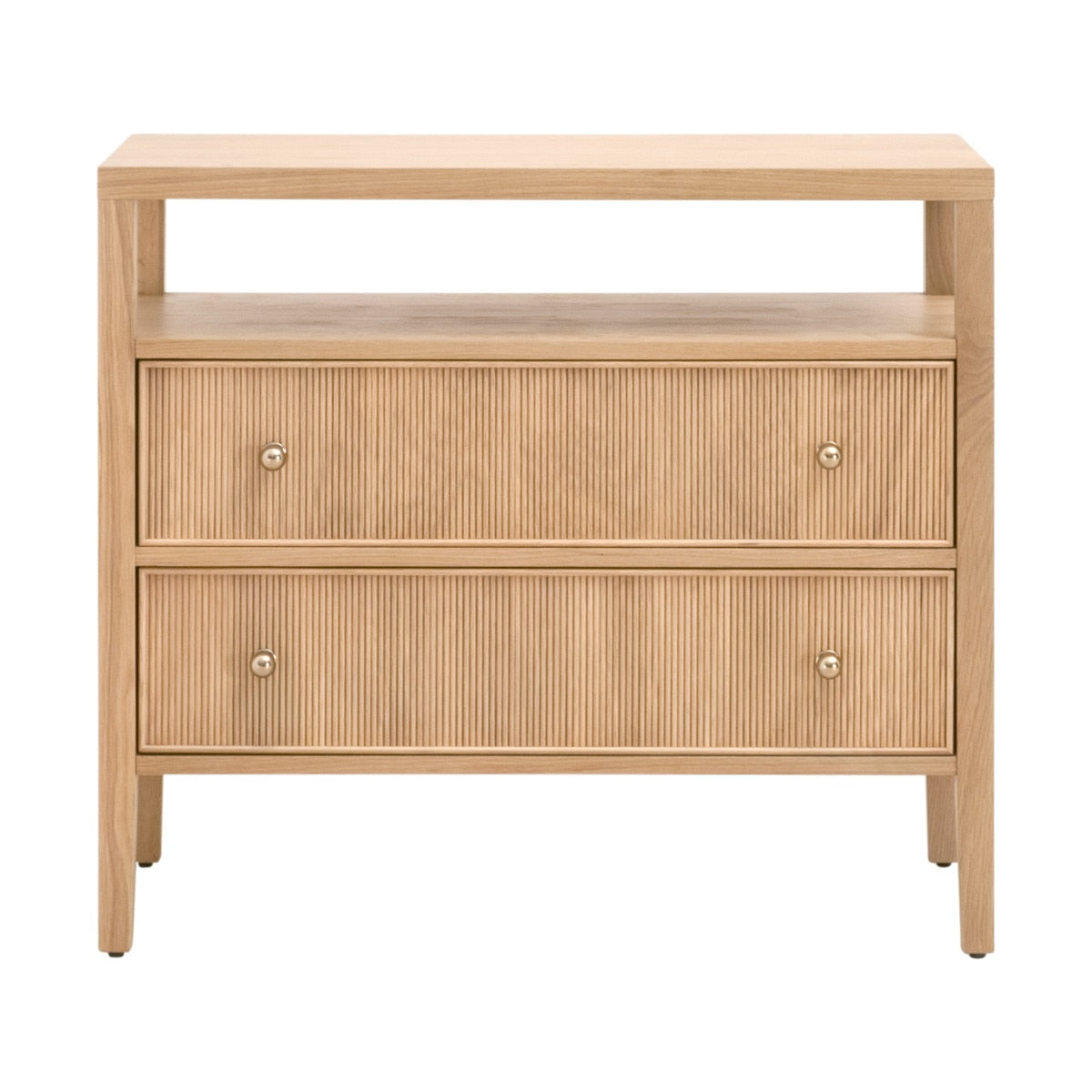 Highland Open Shelf 2-Drawer Nightstand in Natural Oak