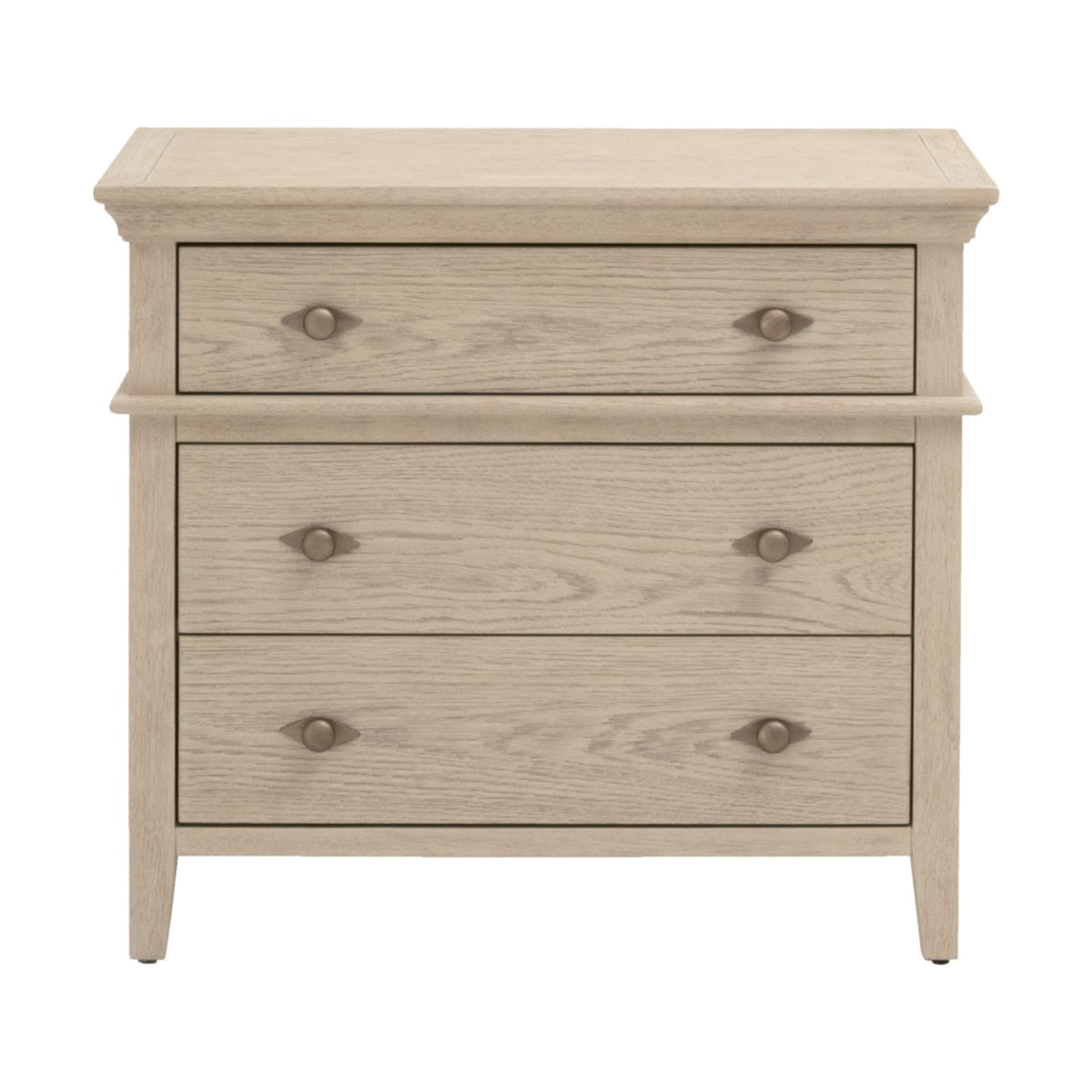 Oxford 3-Drawer Nightstand in White Washed Oak