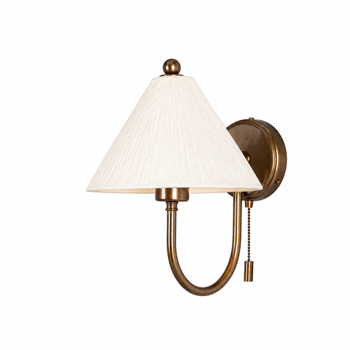 Tilia White Striped Ceramic Wall Sconce in Antique Brass