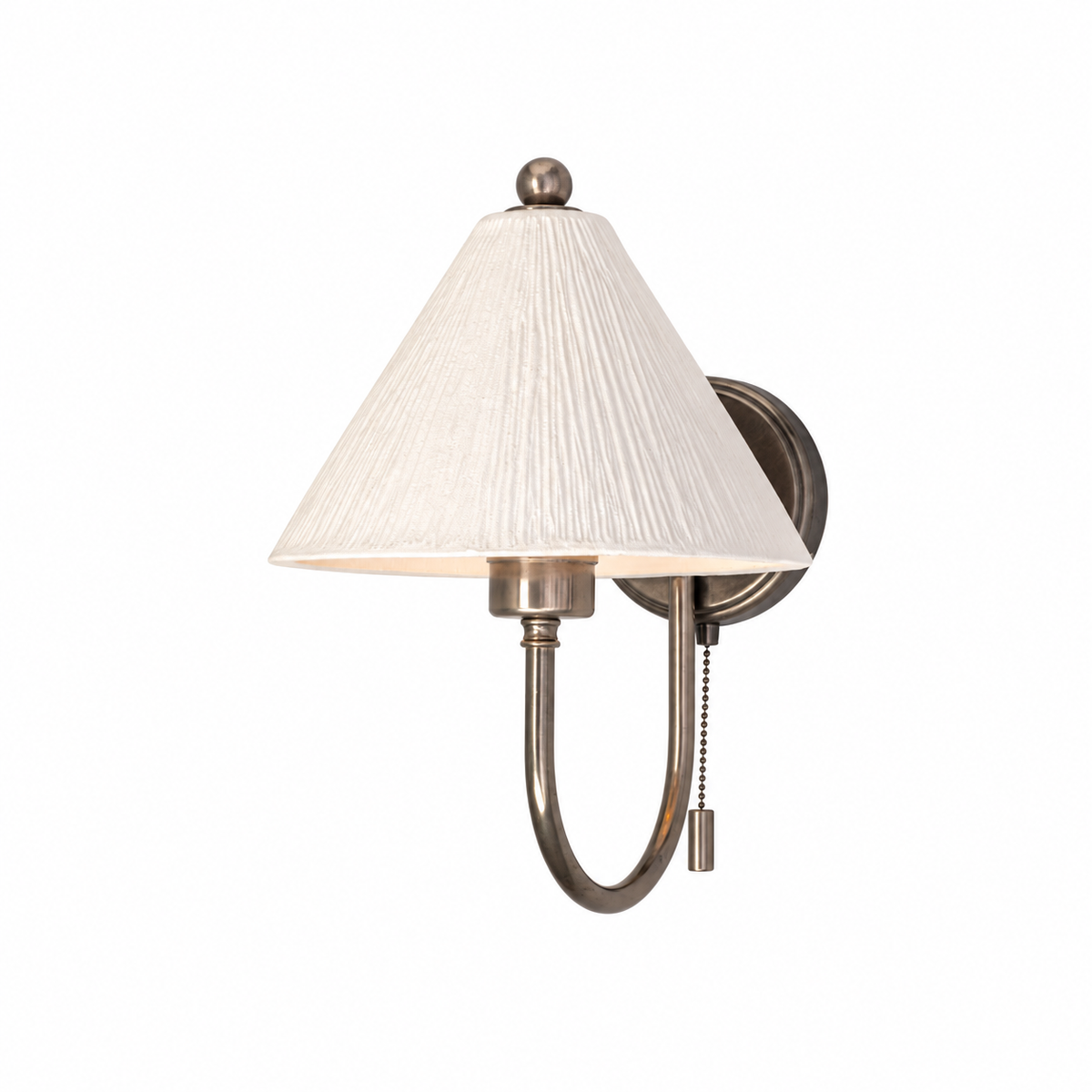 Tilia White Striped Ceramic Wall Sconce in Antique Silver