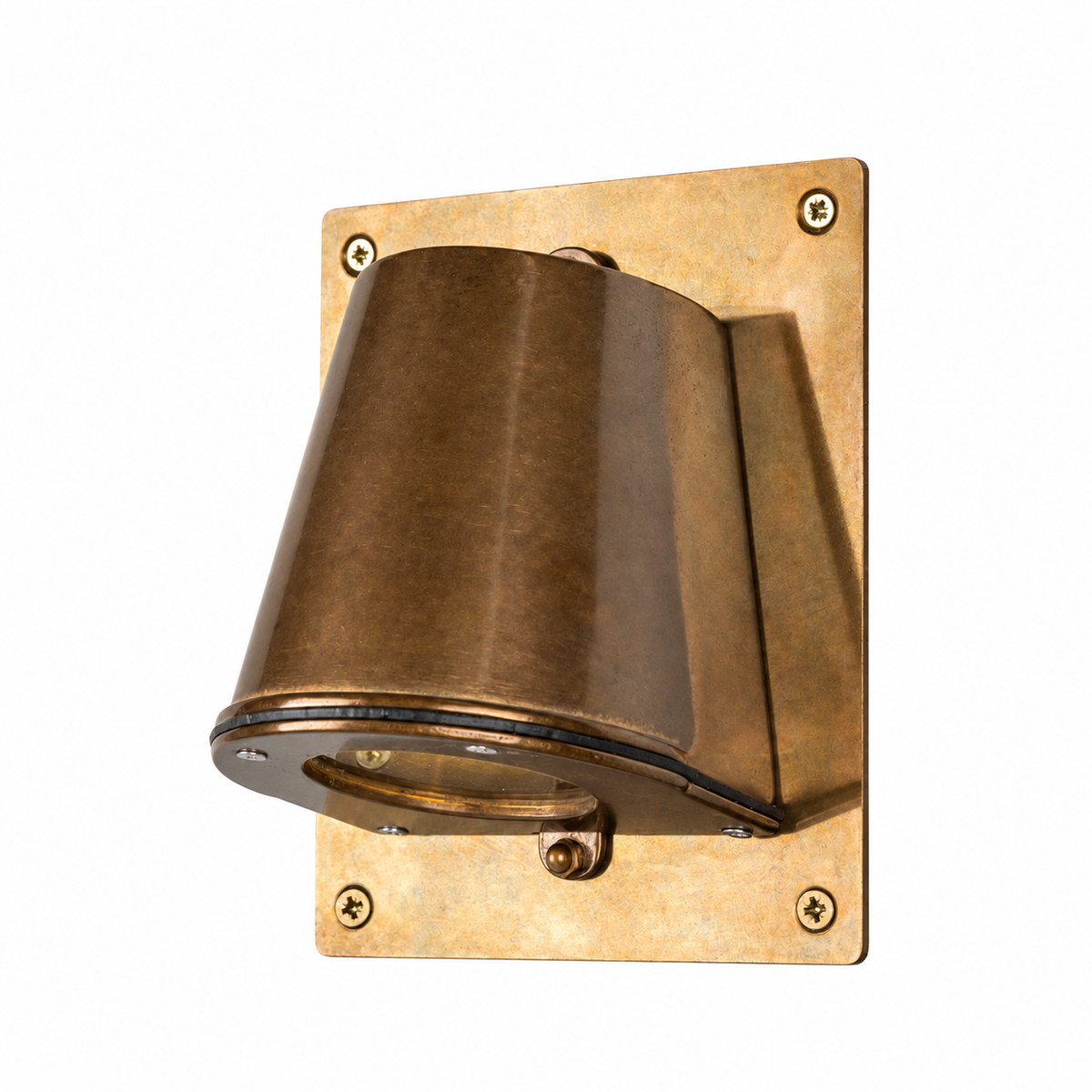 Wade Outdoor Spotlight with Back Plate in Antique Brass