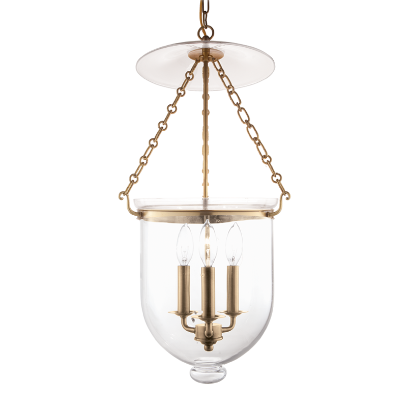 Hampton Pendant in 12" Wide / Clear / Aged Brass