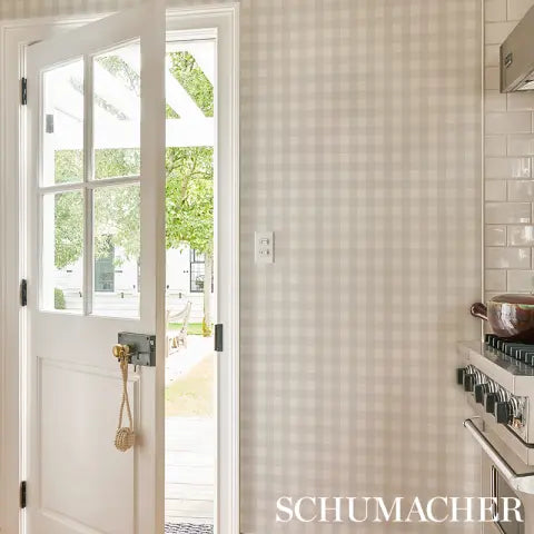 Willa Check Small wallpaper in Birch — detail 4