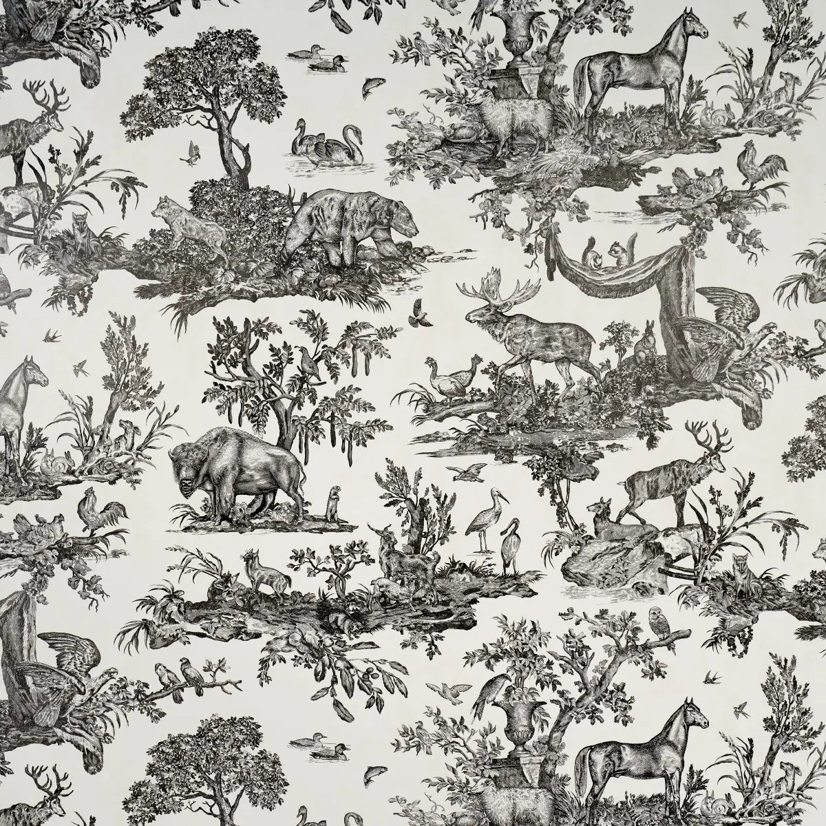 Western Toile wallpaper in Carbon