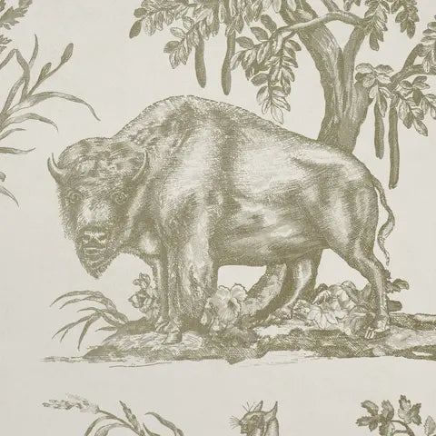 Western Toile wallpaper in Stone — detail 4