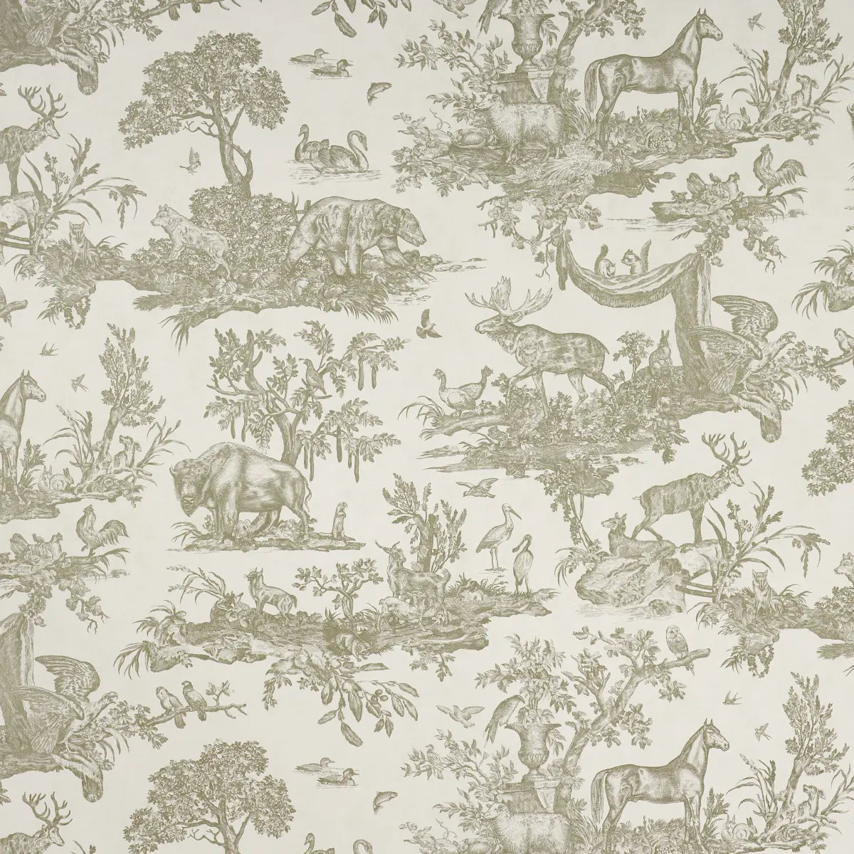 Western Toile wallpaper in Stone