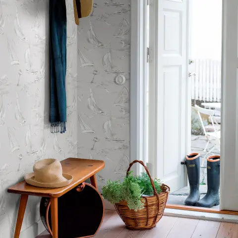 Sailboats wallpaper in Grey — detail 2