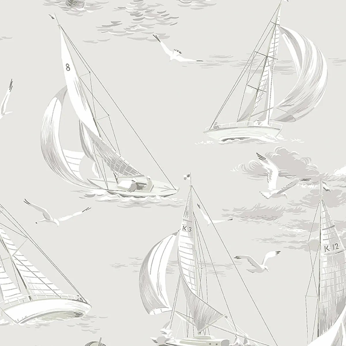 Sailboats wallpaper in Grey