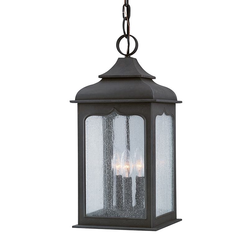 Henry Street Outdoor Hanging Lantern in Textured Bronze
