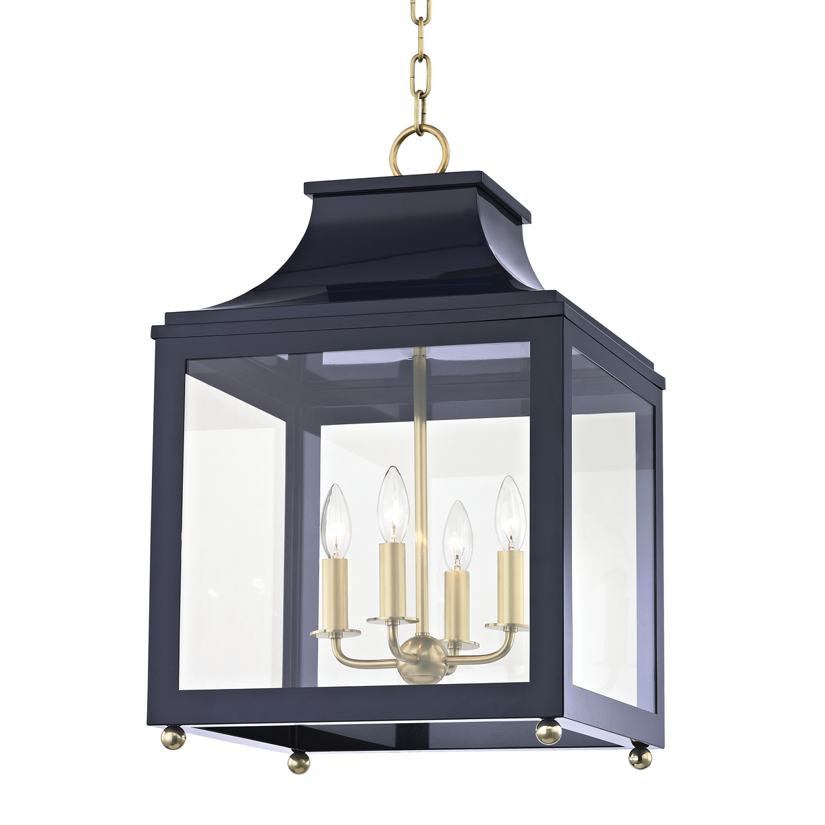 Leigh Lantern in 16" Wide / Aged Brass / Navy
