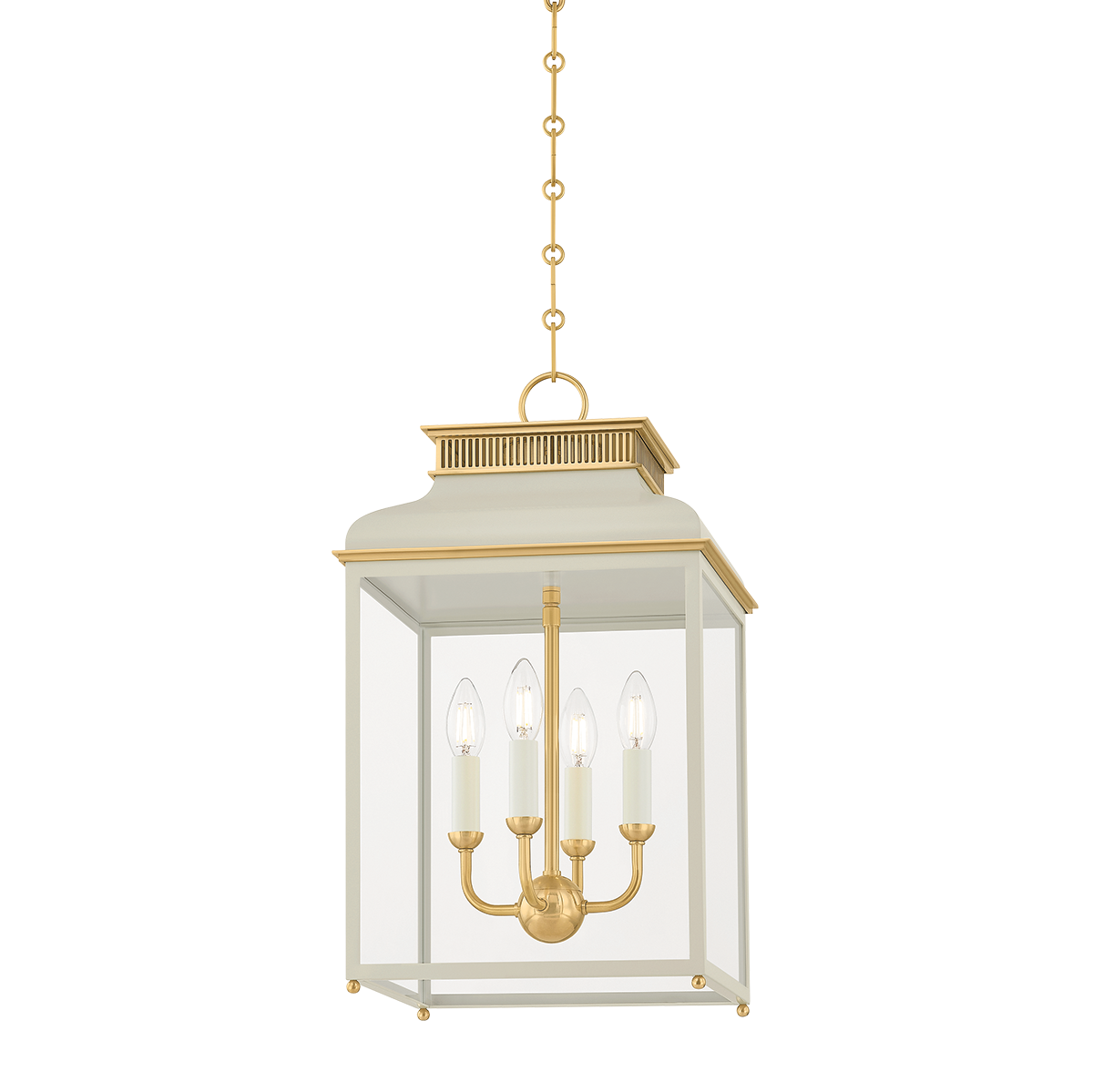 Houghton Lantern in 12.75" Wide / Aged Brass / Off White