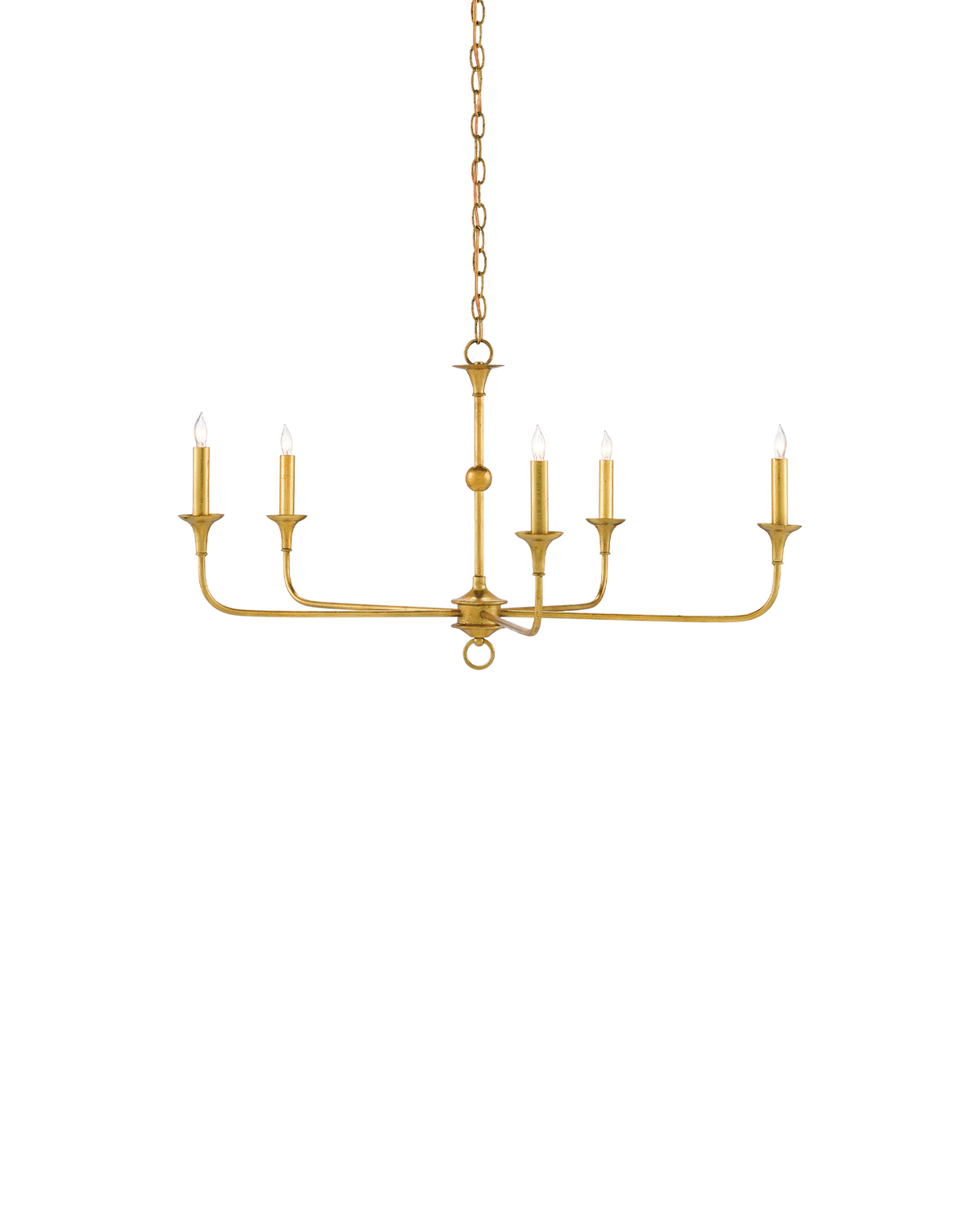 Nottaway Small Chandelier in Contemporary Gold Leaf