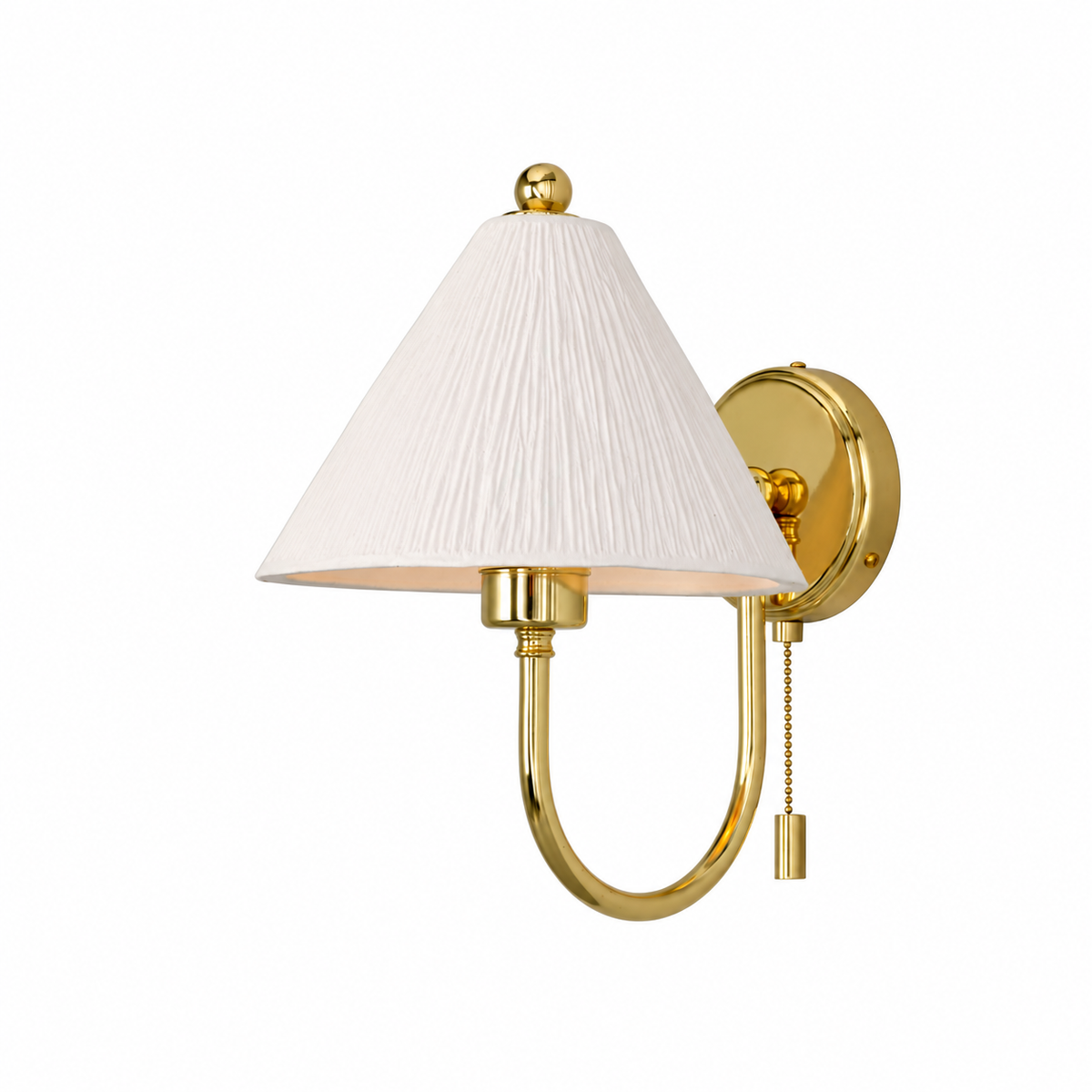 Tilia White Striped Ceramic Wall Sconce in Polished Brass